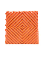 Orange interlocking plastic floor grate for car washes, garages, pools, and playgrounds
