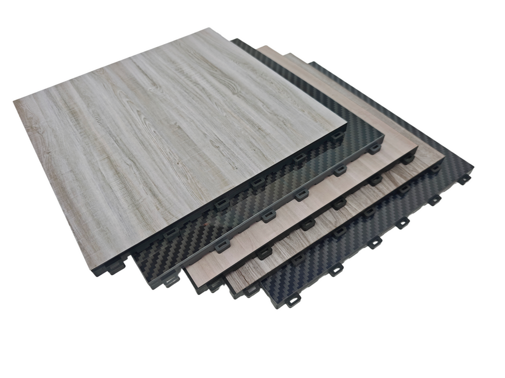 Wood Grain 1.8cm PP Interlocking Floor Grate | 40x40cm Non-Slip Garage Tile